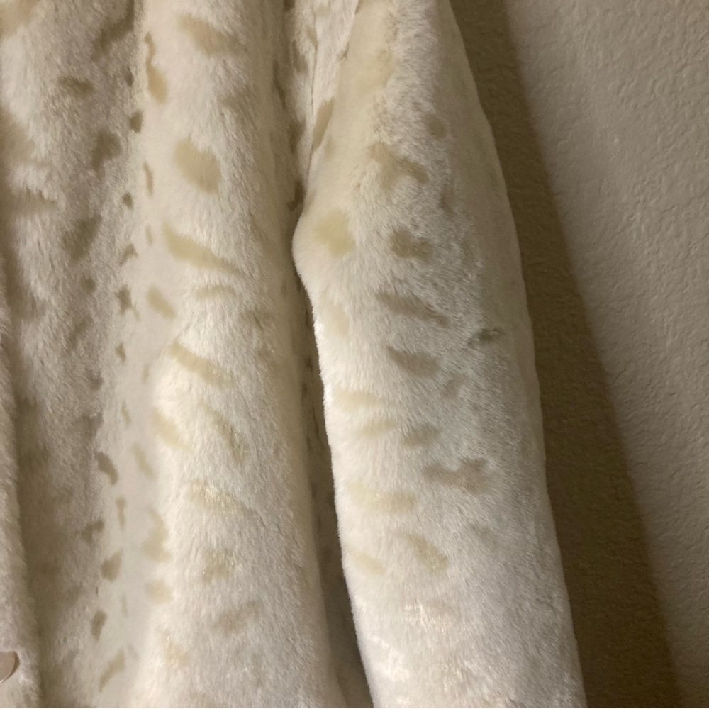 Giacca Cream Reversible Faux Fur Hooded Unique Coat Medium - Picture 4 of 16